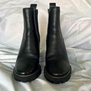 Tory Burch Lug Sole Ankle Boot size 7, black leather